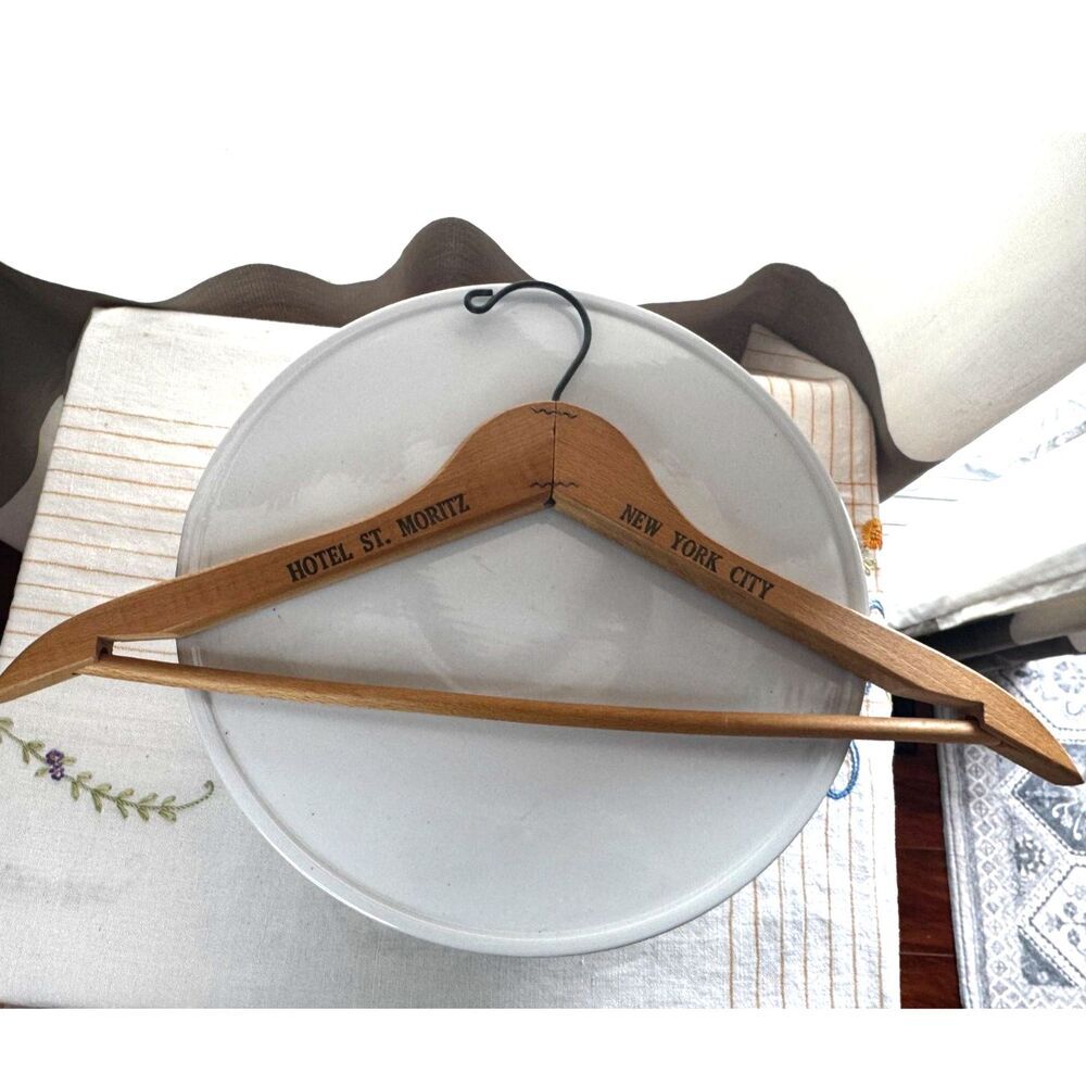 Vintage Wooden hanger St. Moritz Hotel New York City - now Ritz Carlton